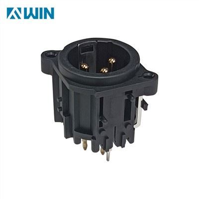 Conector XLR orizontal cu 3 pini montat pe PCB